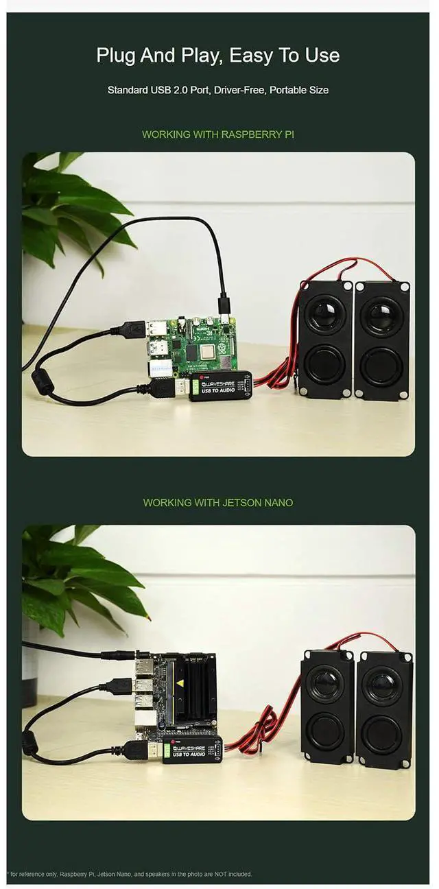 Alt view image 5 of 7 - USB Sound Card USB Audio Module with Speaker for Raspberry Pi/Jetson Nano, No Need Driver, External Audio Converter,Recording and Playback Support