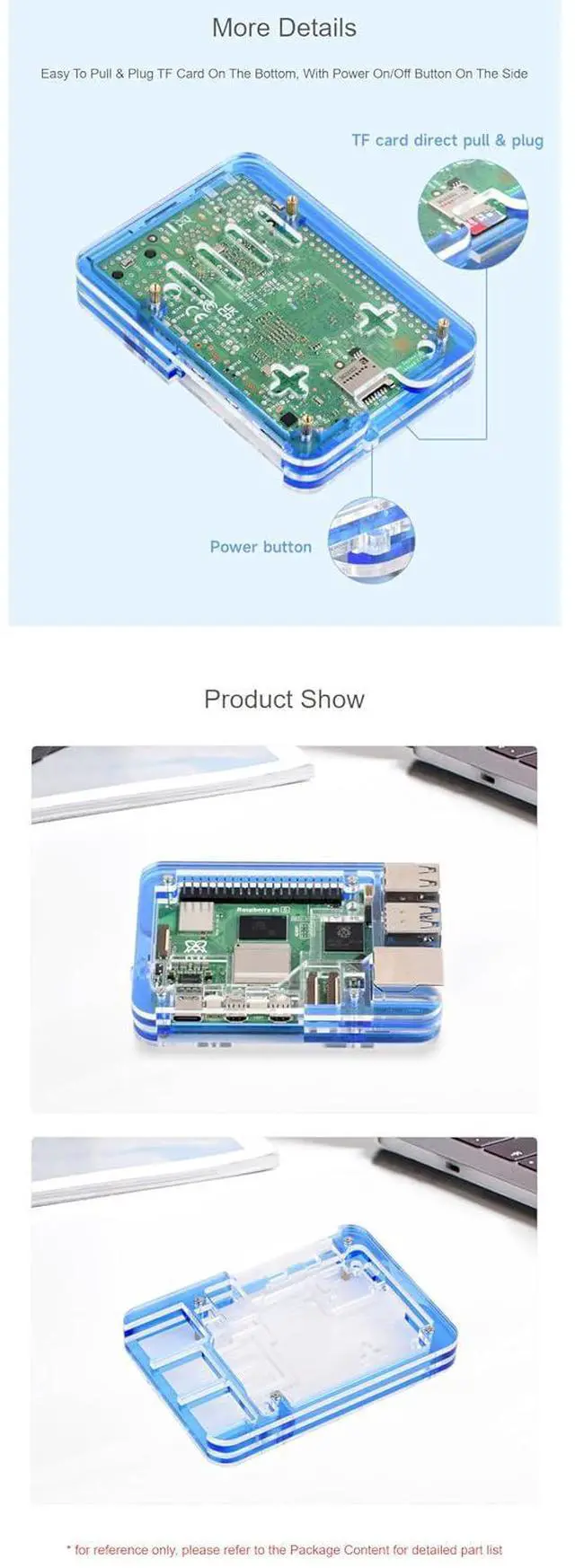 Alt view image 6 of 7 - for Raspberry Pi 5 Transparent & Blue Acrylic Case Supports Installing with Official Active Cooler