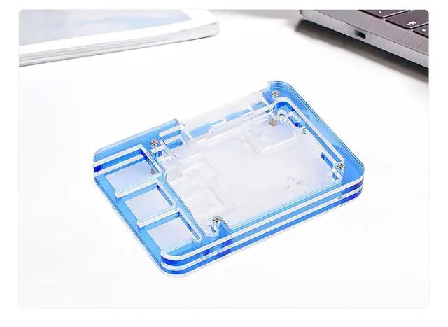 Alt view image 2 of 7 - for Raspberry Pi 5 Transparent & Blue Acrylic Case Supports Installing with Official Active Cooler