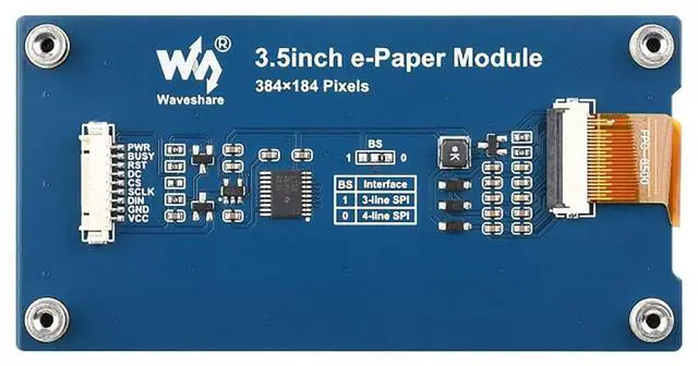 Alt view image 2 of 7 - 3.5" SPI E-Paper Display Module (G), 384×184 Red/Yellow/Black/White E-Ink Panel, for Raspberry Pi, Arduino, ESP32, Low Power, 3.3V/5V Compatible, No Backlight