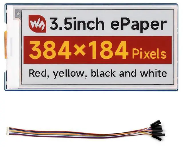 Main image of 3.5" SPI E-Paper Display Module (G), 384×184 Red/Yellow/Black/White E-Ink Panel, for Raspberry Pi, Arduino, ESP32, Low Power, 3.3V/5V Compatible, No Backlight