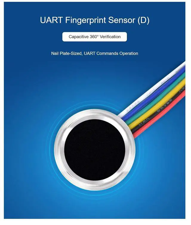 Alt view image 5 of 7 - All-in-One Round-Shaped Capacitive Fingerprint Sensor (D), Nail Plate-Sized,UART Commands Operation, 360° Verification