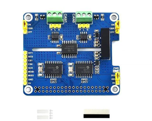 Main image of 2-Channel Isolated CAN Bus Expansion HAT for Raspberry Pi Series Boards MCP2515 + SN65HVD230 Dual Chips Solution Multi Allows 2-CH CAN Communication