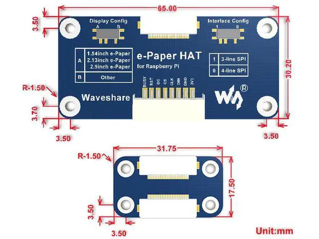 Alt view image 6 of 6 - 5.83inch E-Paper Display HAT Module for Raspberry Pi/Jetson Nano 648x480 E-Ink Electronic Paper Screen Two-Color Black/White