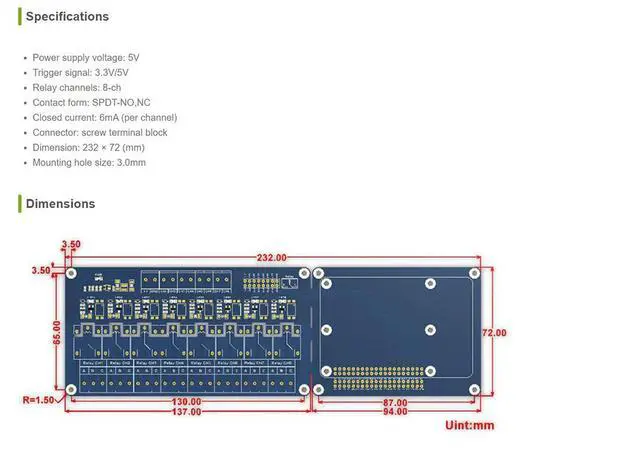 Alt view image 6 of 6 - Coowell Raspberry Pi 8 Channel Relay Module HAT for Raspberry Pi 4B+ 4B 3B+ 3B 2B+ Zero W WH Jetson Nano Help The Pi to Control Home Appliances