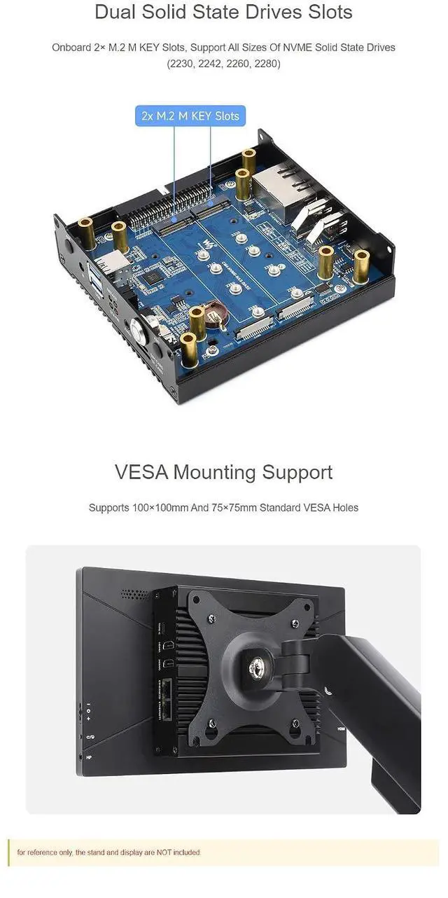 Alt view image 5 of 7 - NAS All-in-one Mini-Computer for Raspberry Pi Compute Module 4 (CM4 NOT Included) with Network Storage 2xM.2 M Key Slots Dual Ethernet Ports 4G Network