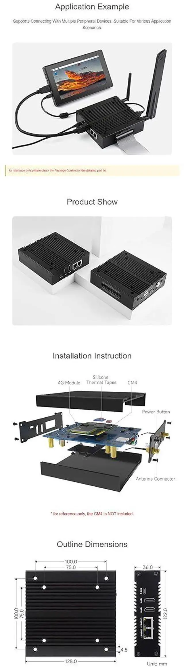 Alt view image 7 of 7 - NAS All-in-one Mini-Computer for Raspberry Pi Compute Module 4 (CM4 NOT Included) with Network Storage 2xM.2 M Key Slots Dual Ethernet Ports 4G Network
