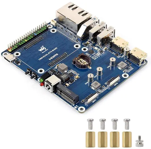 Main image of Dual Ethernet Base Board for Raspberry Pi CM5, 2.5G & 1G RJ45 Ports, Dual 4K Display, Dual MIPI, NVMe SSD Boot Support, Compatible with for Rasp-Berry Pi Compute Module 5 Lite/eMMC