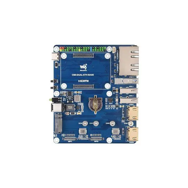 Alt view image 3 of 7 - Dual Ethernet Base Board for Raspberry Pi CM5, 2.5G & 1G RJ45 Ports, Dual 4K Display, Dual MIPI, NVMe SSD Boot Support, Compatible with for Rasp-Berry Pi Compute Module 5 Lite/eMMC