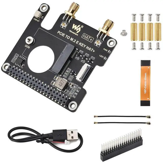 Main image of PCIE to M.2 E Key Adapter HAT+ Board, Compatible with PCIe x1/x4/x8/x16 Slots, Supports M.2 E-Key WiFi Bluetooth Modules, for Desktop/Industrial Motherboards