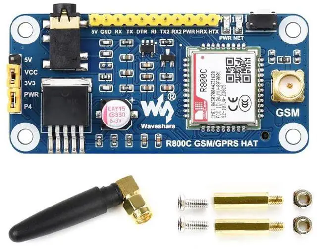 Alt view image 3 of 7 - R800C GSM/GPRS HAT for Raspberry Pi Series & Jetson Nano, Support 2G Communication, Phone Call & SMS