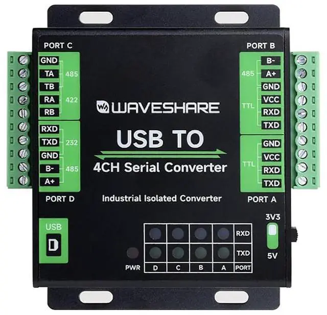 Main image of with Original FT4232HL Industrial USB to 4-Ch Serial Converter Supports USB to RS232/485/422/TTL Mac, Linux, Android, Windows 11/10 / 8.1/8 / 7 Support