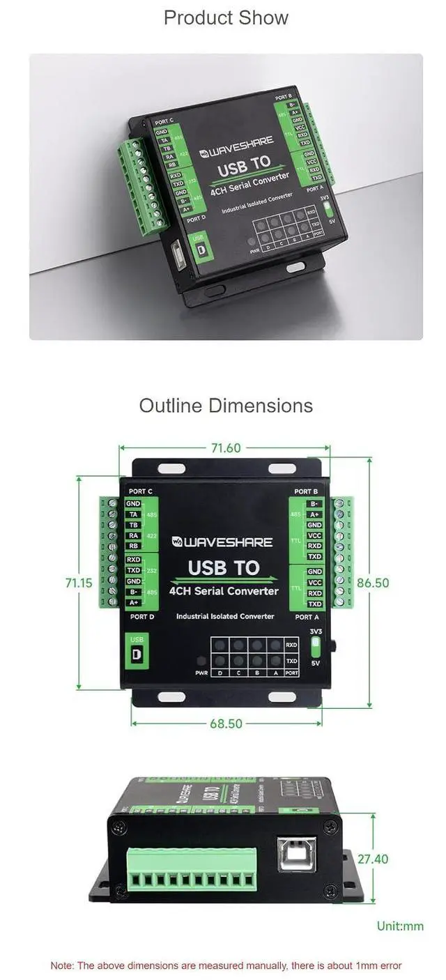Alt view image 7 of 7 - with Original FT4232HL Industrial USB to 4-Ch Serial Converter Supports USB to RS232/485/422/TTL Mac, Linux, Android, Windows 11/10 / 8.1/8 / 7 Support