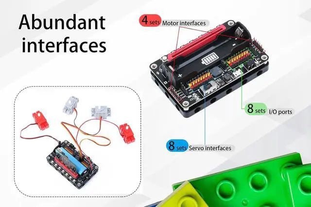 Alt view image 5 of 6 - RobotBit -for Micro:bit Expansion Board Onboard PCA9685 Integrating Motor and Servo Drives with Full-Color RGB LEDs and Sound Volume Level Detecion for Robotic Projects