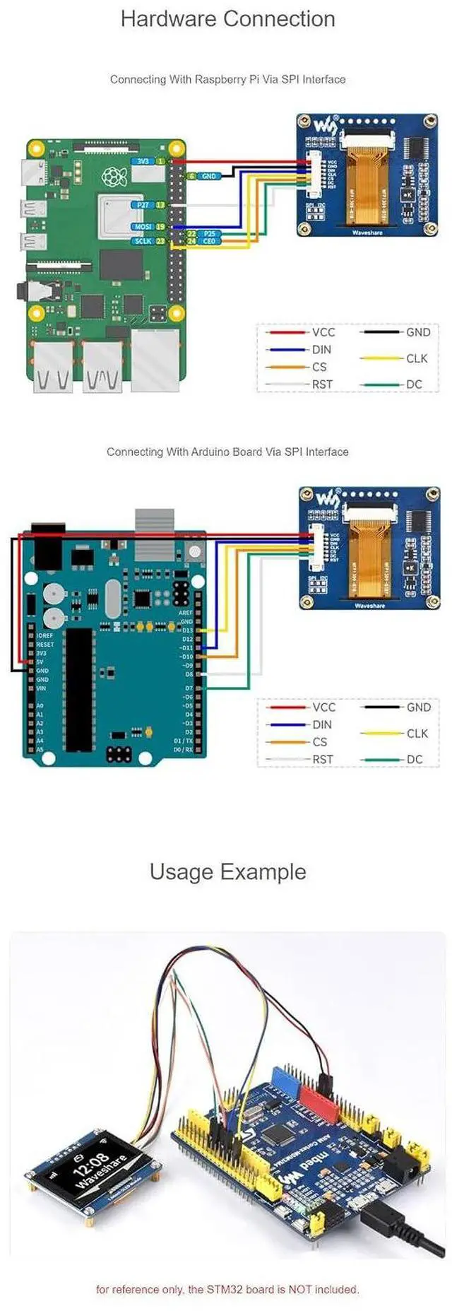 Alt view image 6 of 7 - 1.54 Inch OLED Display Module for Raspberry Pi 4B+ 4B 3B+ 3B 2B+ Zero W WH 2W for Arduino Jetson Nano STM32 128×64 Resolution Blue Display Color
