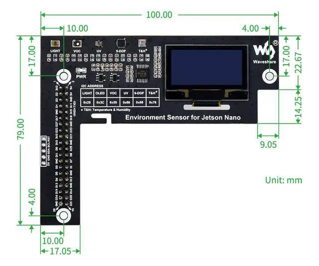 Alt view image 7 of 7 - Environment Sensors Module HAT for Jetson Nano with 1.3inch OLED Display I2C Interface for Measuring Temperature, Humidity, and Air Pressure,etc