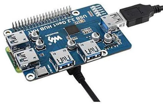 Alt view image 4 of 7 - USB 3.2 Gen1 HUB HAT for Raspberry Pi with 4X USB 3.2 Gen1 Ports, No Need Driver compatible with USB 3.0/2.0/1.1