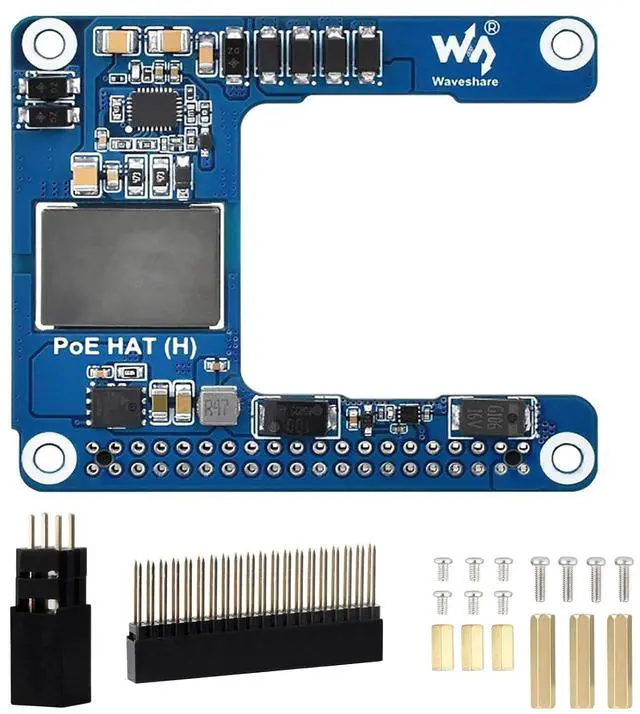 Main image of Fits Raspberry Pi 5 PoE HAT (H) - 5V 5A Output, IEEE 802.3af/at Compliant Power Over Ethernet HAT for Pi 5/CM5, Compact Design, Compatible with Official Case & Active Cooler