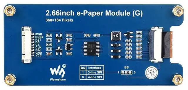 Alt view image 3 of 6 - 2.66inch E-Paper Module (G) for Raspberry Pi 5 4B+ 4B 3B+ 3B 2B+ Zero W WH Jetson Nano for Arduino 360x184 SPI Interface Red/Yellow/Black/White Color