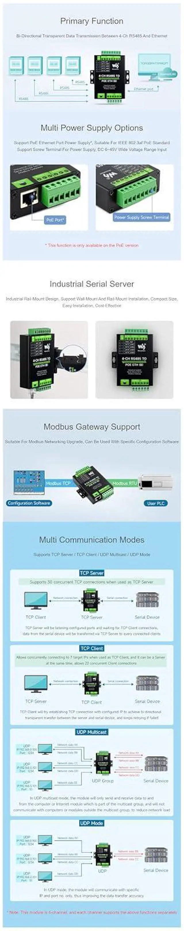 Alt view image 5 of 7 - Industrial Isolated USB to 4-Ch RS485 Converter (B) Onboard CH344L Multi Protection Multi-OS Support Transmission Distance Up to 1.2km