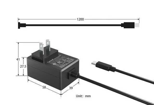 Alt view image 3 of 7 - for Raspberry Pi 5 Power Supply 27W USB-C PD Power Supply Output 5.1V/5A, 9V/3A, 12V/2.25A, 15V/1.8A ETL Listed-GaN PD 5A 27W