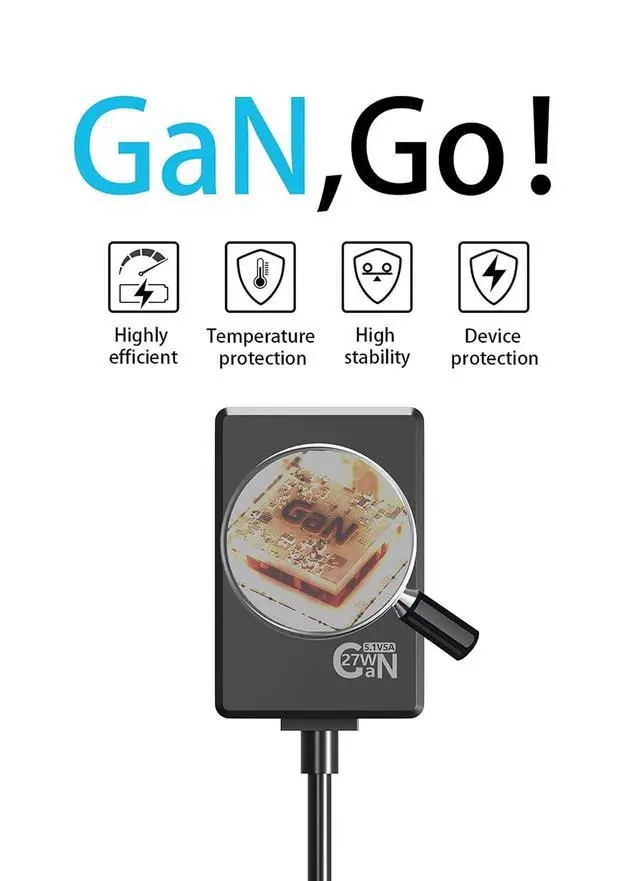 Alt view image 7 of 7 - for Raspberry Pi 5 Power Supply 27W USB-C PD Power Supply Output 5.1V/5A, 9V/3A, 12V/2.25A, 15V/1.8A ETL Listed-GaN PD 5A 27W