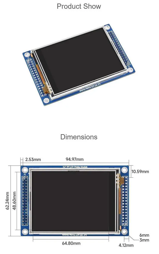 Alt view image 7 of 7 - 3.2 Inch 320x240 Multicolor Graphic LCD,Onboard Controller ILI9341,Touch Panel Controller XPT2046, with Touch Panel