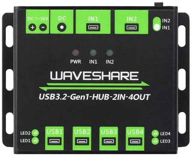 Main image of Industrial Grade USB 3.2 HUB, Switchable Dual Hosts, Multi Protections, Extending 4X USB Ports, 2 in 4 Out, Multi OS