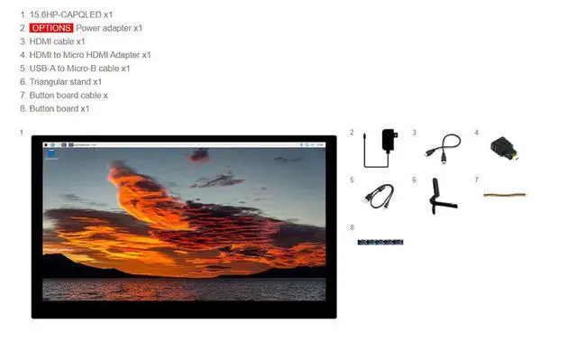 Alt view image 7 of 7 - 15.6inch QLED IPS Display for Raspberry Pi/Jetson Nano/PC/Game Console, 1920 × 1080, 100% SRGB Touch Screen, Toughened Glass Panel