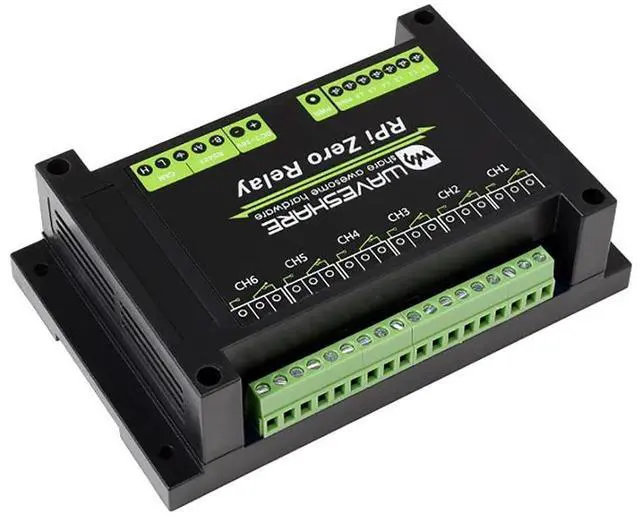 Main image of Industrial 6-Channel Relay Module for Raspberry Pi Zero WH,with ABS Protection Case, RS485/CAN Bus, Power Supply Isolation & Photocoupler Isolation