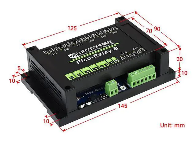 Alt view image 6 of 7 - Industrial 8-Channel Relay Module for Raspberry Pi Pico, with Embedded Protections Power Supply & Photocoupler Isolation