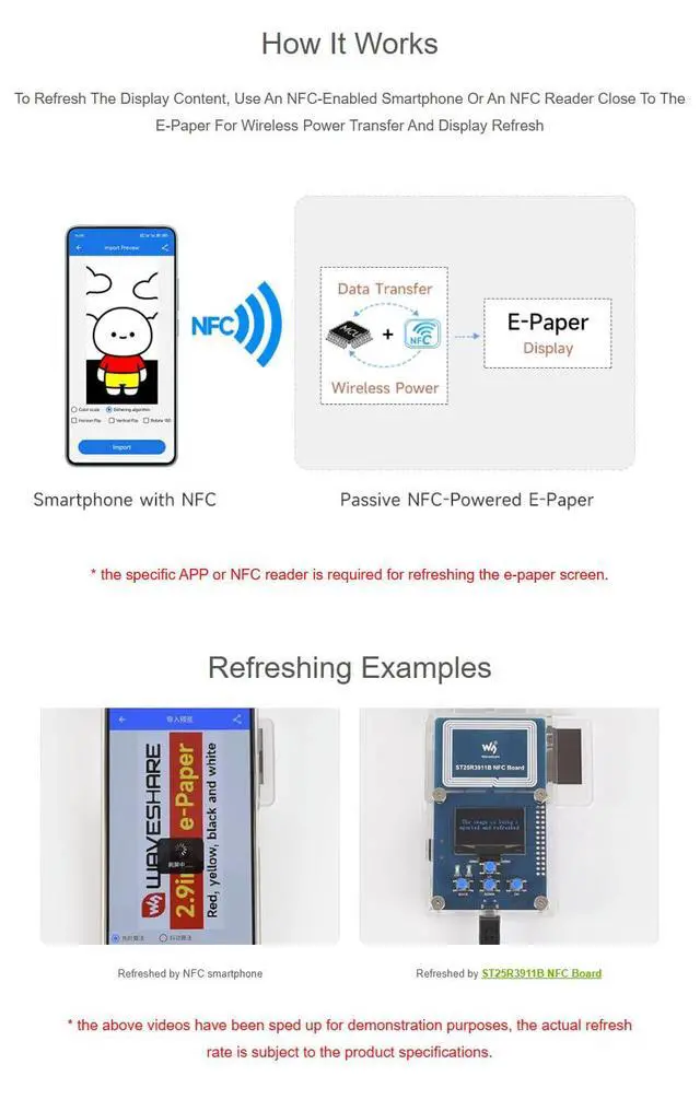Alt view image 6 of 7 - 2.9inch Passive NFC-Powered e-Paper Tag, 4-Color Red Yellow Black White E-Ink Electronic Label Module with ABS Case for Price Tag Asset Tag Shelf Label Name Tag