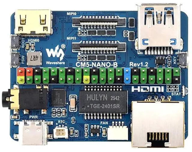 Main image of Nano Base Board for Raspberry Pi Compute Module 5, CM5 Mini Expansion Board with Pre-Soldered Header, 4K HDMI, USB 3.2, Gigabit Ethernet, Dual MIPI, PCIe, 40PIN GPIO