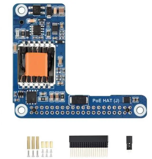 Main image of PoE+ HAT for Raspberry Pi 5/CM5, Power Over Ethernet HAT 5V 5A Output, IEEE 802.3af/at PoE HAT Board with Isolated SMPS, 40PIN GPIO Header