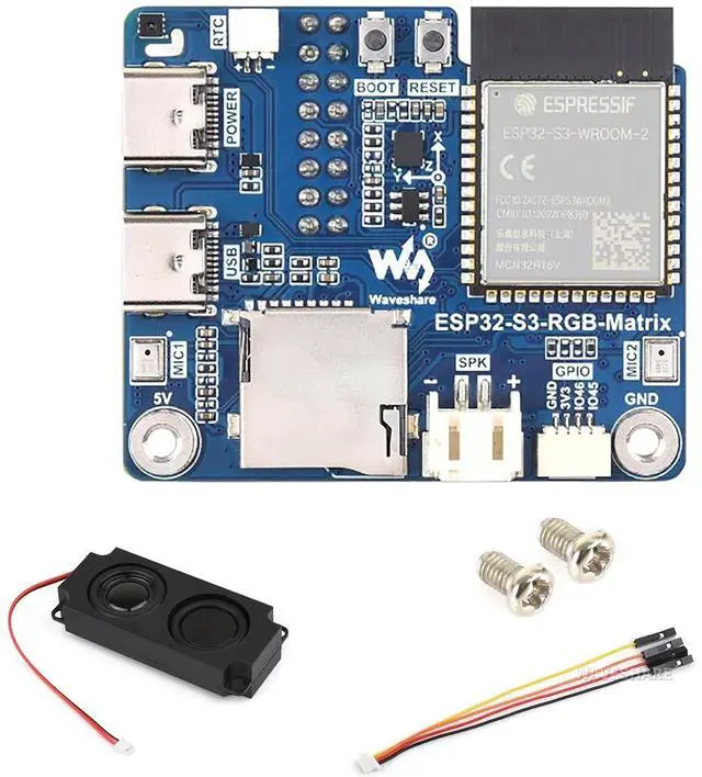 Main image of RGB Matrix Driver Board, ESP32-S3 HUB75 LED Matrix Development Board with Dual Microphone Array, TF Card Slot, RTC, IMU, Audio Codec, LVGL Support for AI Display Projects