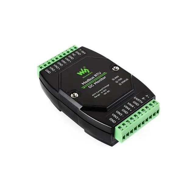 Alt view image 6 of 7 - Modbus RTU DC Monitor 4CH, RS485 Voltage Current Power Meter, 16-bit High Precision, 36V & 8A Bidirectional Current, 7-36V Supply, DIN Rail Mount, Isolation/TVS/Fuse