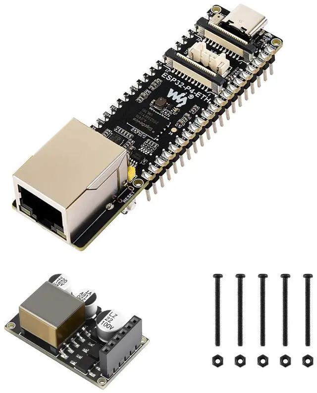 Main image of ESP32-P4 PoE Ethernet Dev Board, 100Mbps RJ45 + PoE Power, USB-C Power Option, RISC-V MCU, 32MB PSRAM + 32MB Flash, MIPI-CSI/DSI, USB 2.0 OTG HS, 40-Pin Header, TF Slot