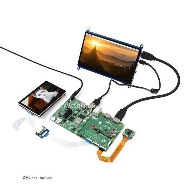Alt view image 2 of 6 - Compute Module 4 Development Kit Acce B, Official CM4 IO Board with 7" IPS Capacitive Touch Display, Basic Accessories for Raspberry Pi Compute Module 4 Prototyping