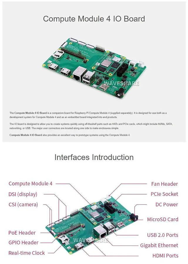 Alt view image 5 of 6 - Compute Module 4 Development Kit Acce B, Official CM4 IO Board with 7" IPS Capacitive Touch Display, Basic Accessories for Raspberry Pi Compute Module 4 Prototyping