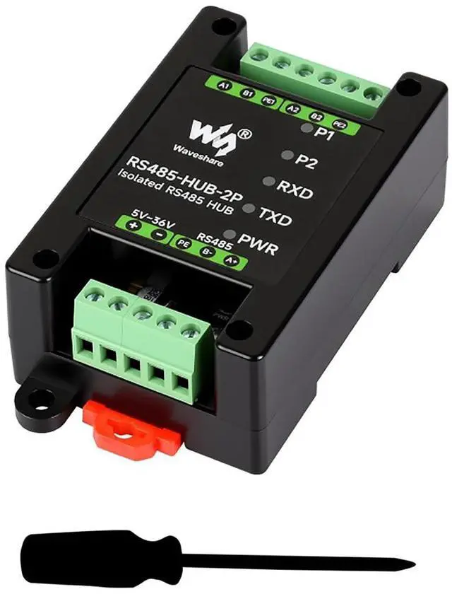 Main image of RS485-HUB-2P Isolated RS485 Hub, 2-Port RS485 Expansion via 1 RS485 Master, Signal Repeater & Network Relay, Industrial-Grade with DIN Rail Mount, 300460800bps Baud Rate Support