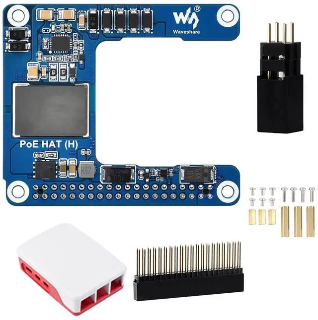 Main image of Fits Raspberry Pi 5 PoE HAT (H) - 5V 5A Output, IEEE 802.3af/at Compliant Power Over Ethernet HAT for Pi 5/CM5, Compact Design, Come with Official Pi Case