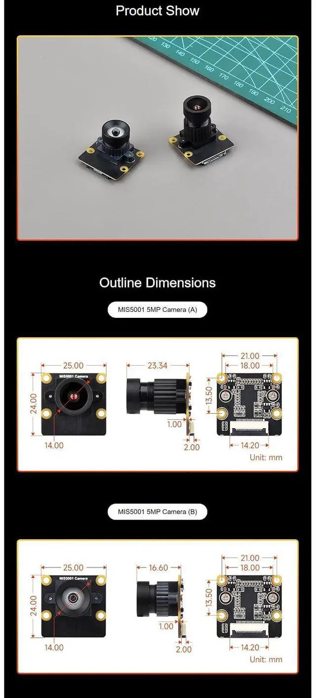 Alt view image 7 of 7 - MIS5001 5MP Wide-Angle Camera Module, High Sensitivity & Low Dark Current, Low-Light Imaging, Compatible with Luckfox Pico Pro/Max/Ultra RV1106 Boards for IoT, Machine Vision Distortion-Free Lens