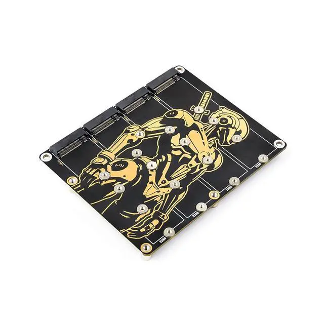 Alt view image 3 of 7 - PCIe to 4-Ch NVMe M.2 Adapter Board for Raspberry Pi 5 | 4-Ch SSD Expansion | Boot Support | 7V-24V Power Input | LED Indicators with Power Supply