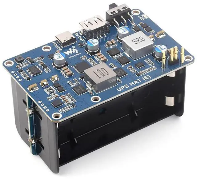 Main image of UPS HAT (E) for Raspberry Pi 5 / 4B / 3B+/Etc. 5V 6A Output USB-C Port Supports Bi-Directional Fast Charging, Pogo Pins Connector for Raspberry Pi UPS