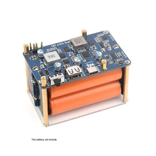 Alt view image 2 of 7 - UPS HAT (E) for Raspberry Pi 5 / 4B / 3B+/Etc. 5V 6A Output USB-C Port Supports Bi-Directional Fast Charging, Pogo Pins Connector for Raspberry Pi UPS