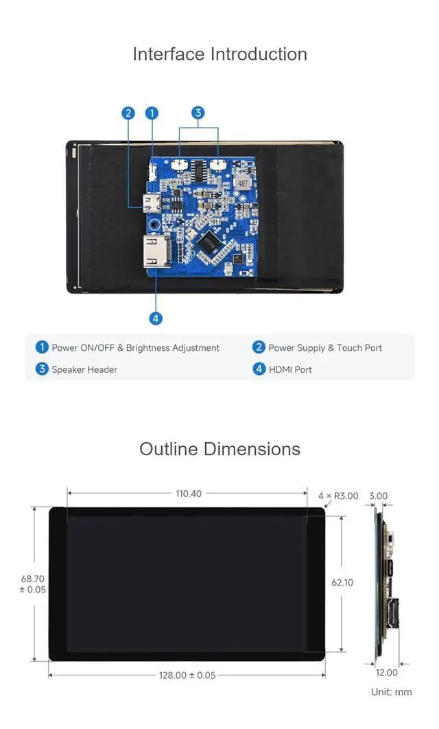 Alt view image 6 of 7 - 5-Inch Capacitive Touch Display for Raspberry Pi/Jetson/Windows PC | 720x1280 IPS LCD Panel with Optical Bonding Glass | HDMI Interface | 5-Point Touch Support | Fits Raspberry Pi OS, Ubuntu, Retropie