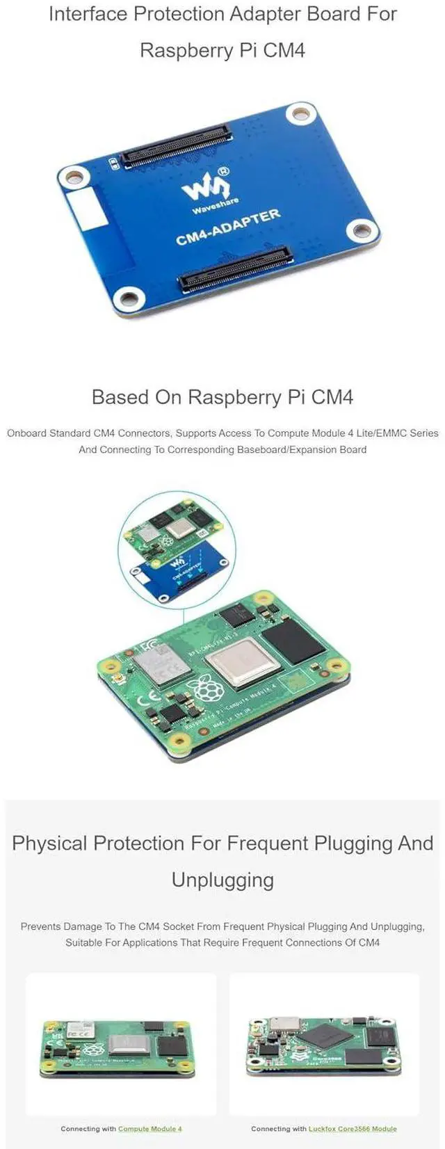 Alt view image 5 of 7 - for Raspberry Pi CM4 Interface Protection Adapter Board Fits Raspberry Pi Compute Module 4 Series Offer Physical Protection for Frequent Plugging and Unplugging of CM4 Socket