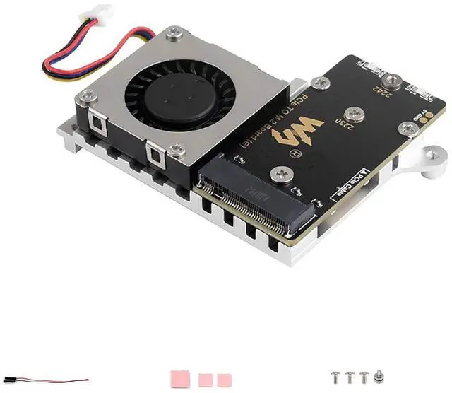 Main image of PCIe to M.2 Adapter Board (E) for Raspberry Pi 5 Fits 2242/2230 Size NVMe Protocol M.2 SSD, High-Speed Reading/Writing for Raspberry Pi 5 NVMe with Cooling Fan 8Gbps Data Rate