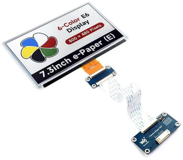 Alt view image 2 of 7 - 7.3 Inch 6 Color E-Paper Display Module E-Ink Display Panel for Raspberry Pi/Jetson Nano/Arduino/STM32 800×480 Pixels SPI Communication