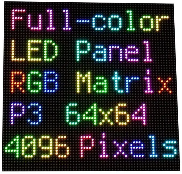 Alt view image 3 of 7 - RGB LED Matrix Panel for Raspberry Pi for Arduino Full Color 64x64 LED Panel 192x192 mm 3mm Pitch 4096 LEDs with Power Adapter Board and GaN Power Supply 27W